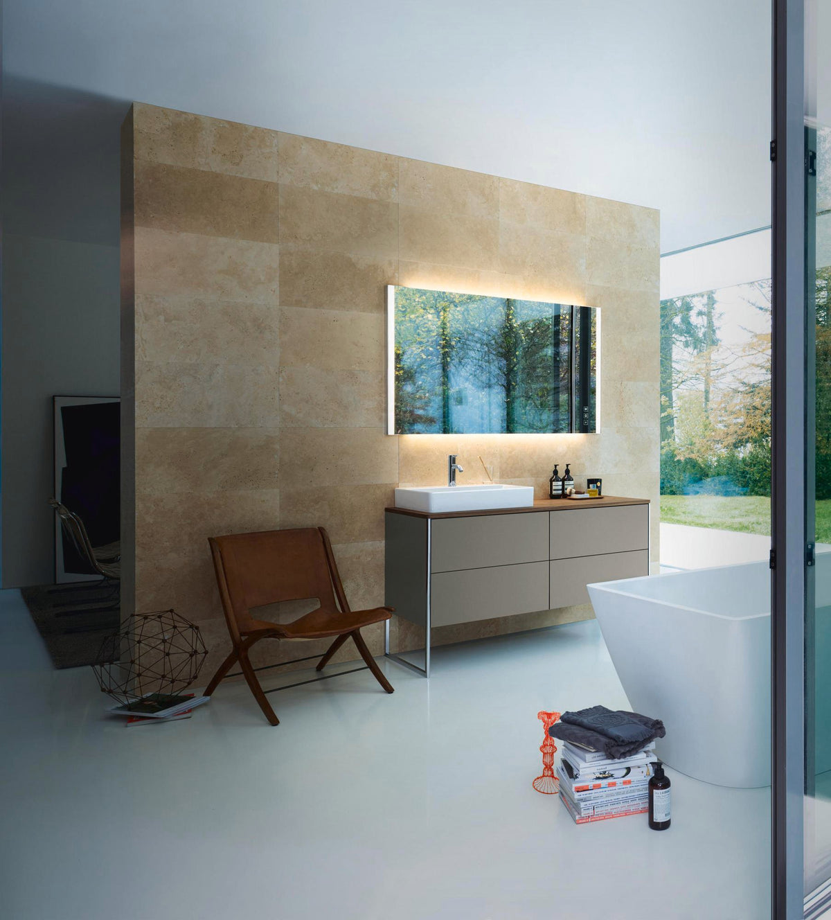 Duravit XSquare Massivholzkonsole 1400 mm amerikanischer Nussbaum mit 1 Ausschnitt