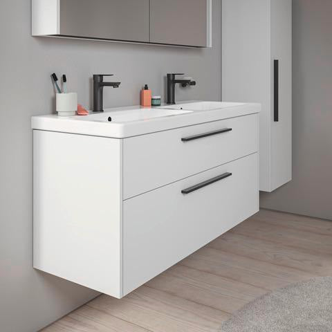 DURAVIT D-Code Halbhochschrank 400 mm, rechts, Basalt Matt, 1 Tür, Glasböden