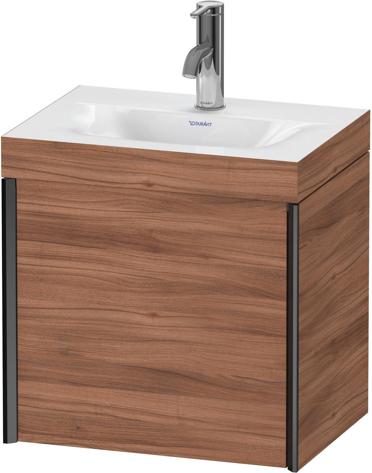 DURAVIT XViu Waschtischunterbauset 460 mm mit c-bonded Technologie, 1 Tür, schwarz matt / Nussbaum