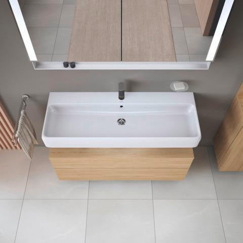 DURAVIT Qatego Hochschrank 400 mm, 2 Türen, weiß Hochglanz, Eiche Schw. Matt