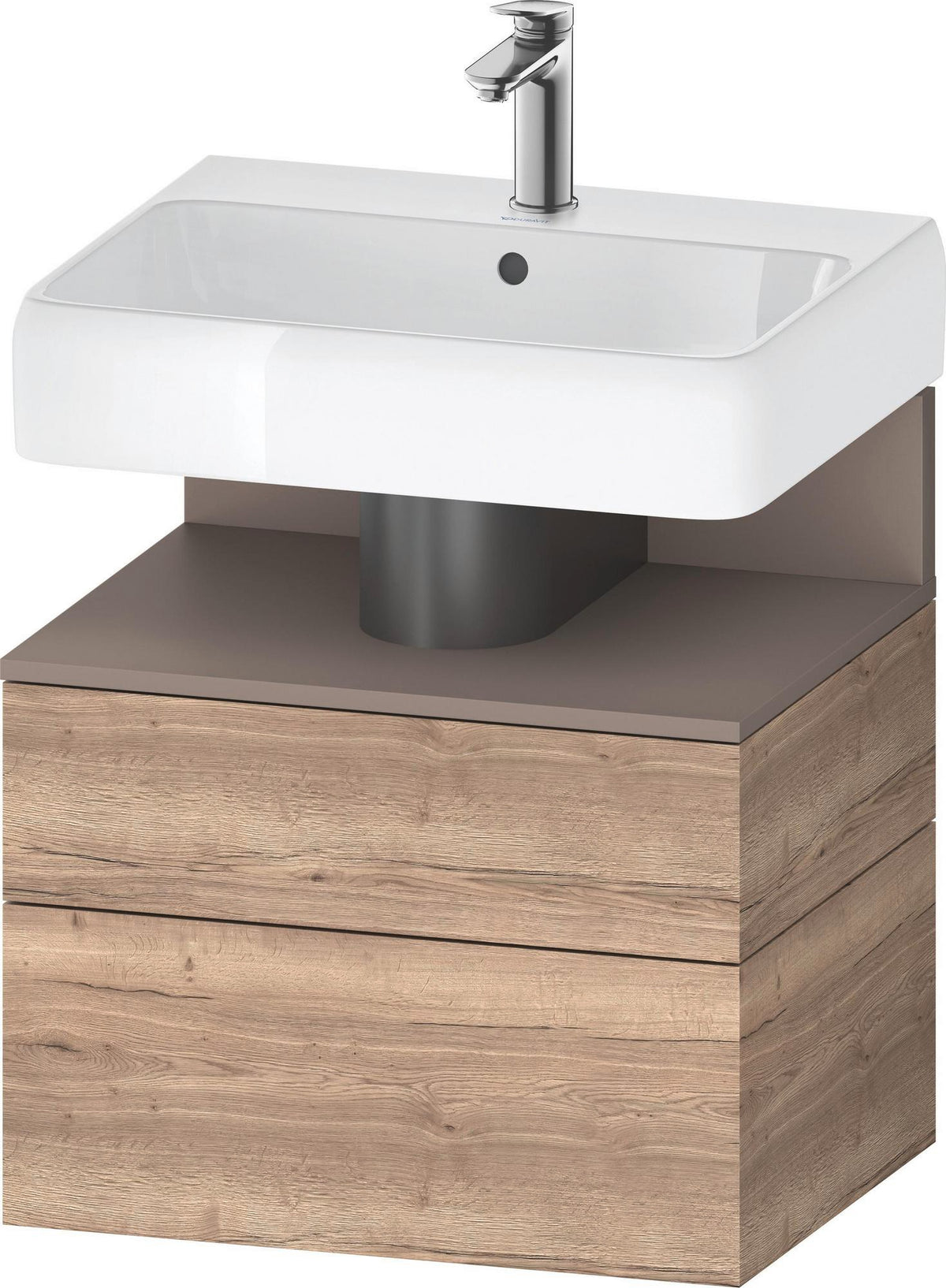 DURAVIT Qatego Waschtischunterbau 590 mm wandhängend, 1 Auszug, weiß Hochglanz, Nische Eiche Schwarz