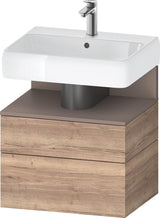 DURAVIT Qatego Waschtischunterbau 590 mm wandhängend, 1 Auszug, weiß Hochglanz, Nische Eiche Schwarz