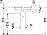 DURAVIT Qatego Einbauwaschtisch 480 mm Weiß Hochglanz, ohne Hahnloch, mit Überlauf