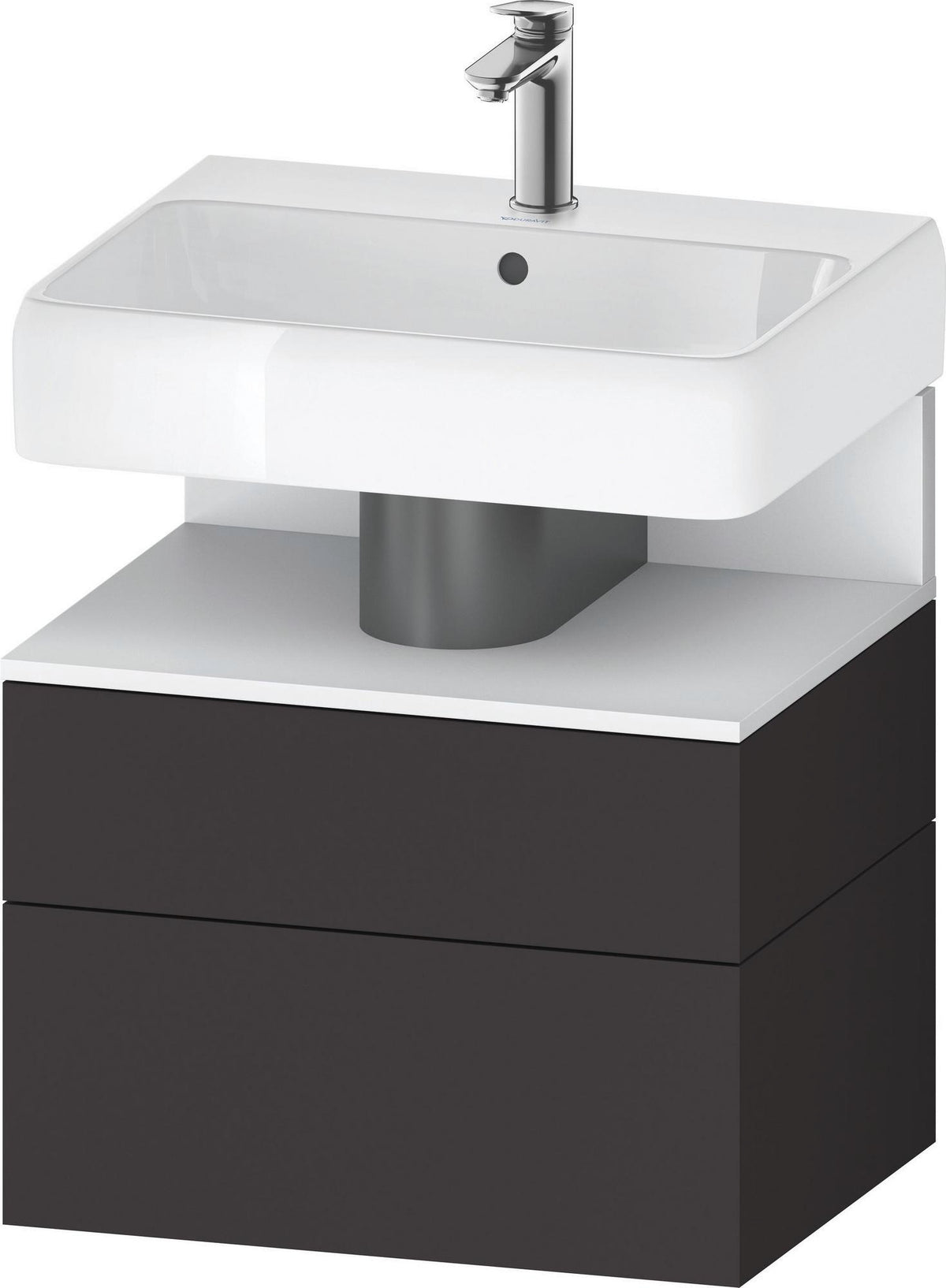 DURAVIT Qatego Waschtischunterbau 590 mm wandhängend, 1 Auszug, weiß Hochglanz, Nische Eiche Schwarz
