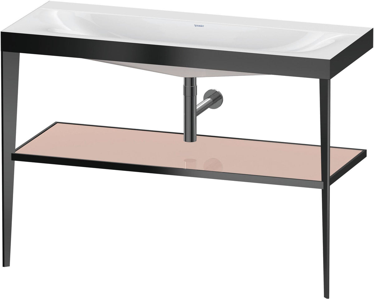 DURAVIT XViu c-bonded Waschtischset 1200 mm in Schwarz Matt mit Metallkonsole und apricot pearl Hochglanz