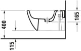 DURAVIT Wand-Bidet Happy D.2 540 mm Anthrazit Matt mit Überlauf und 1 Hahnloch