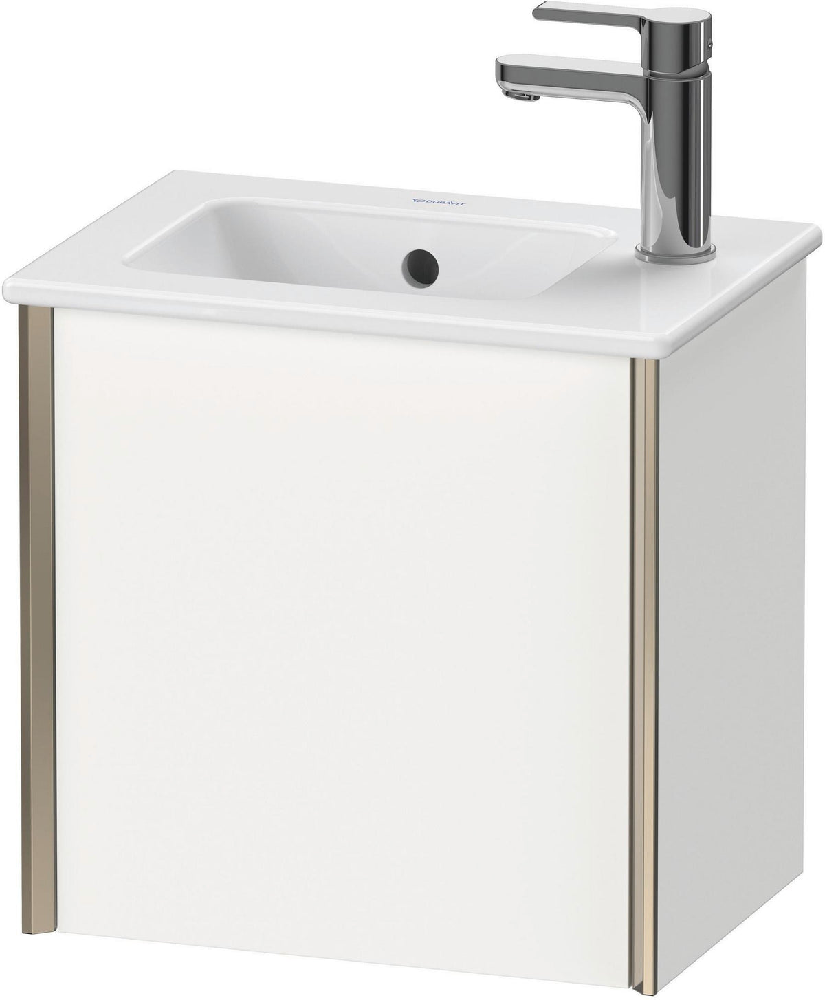 Duravit XViu Waschtischunterbau wandhängend 400 mm, 1 Tür rechts, weiß hochglanz – ohne Griff, mit Tip-On-Technik