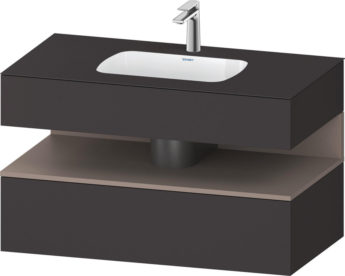 DURAVIT Qatego Einbauwaschtisch mit Konsolenwaschtischunterbau 1000 mm, 1 Auszug, antibakteriell