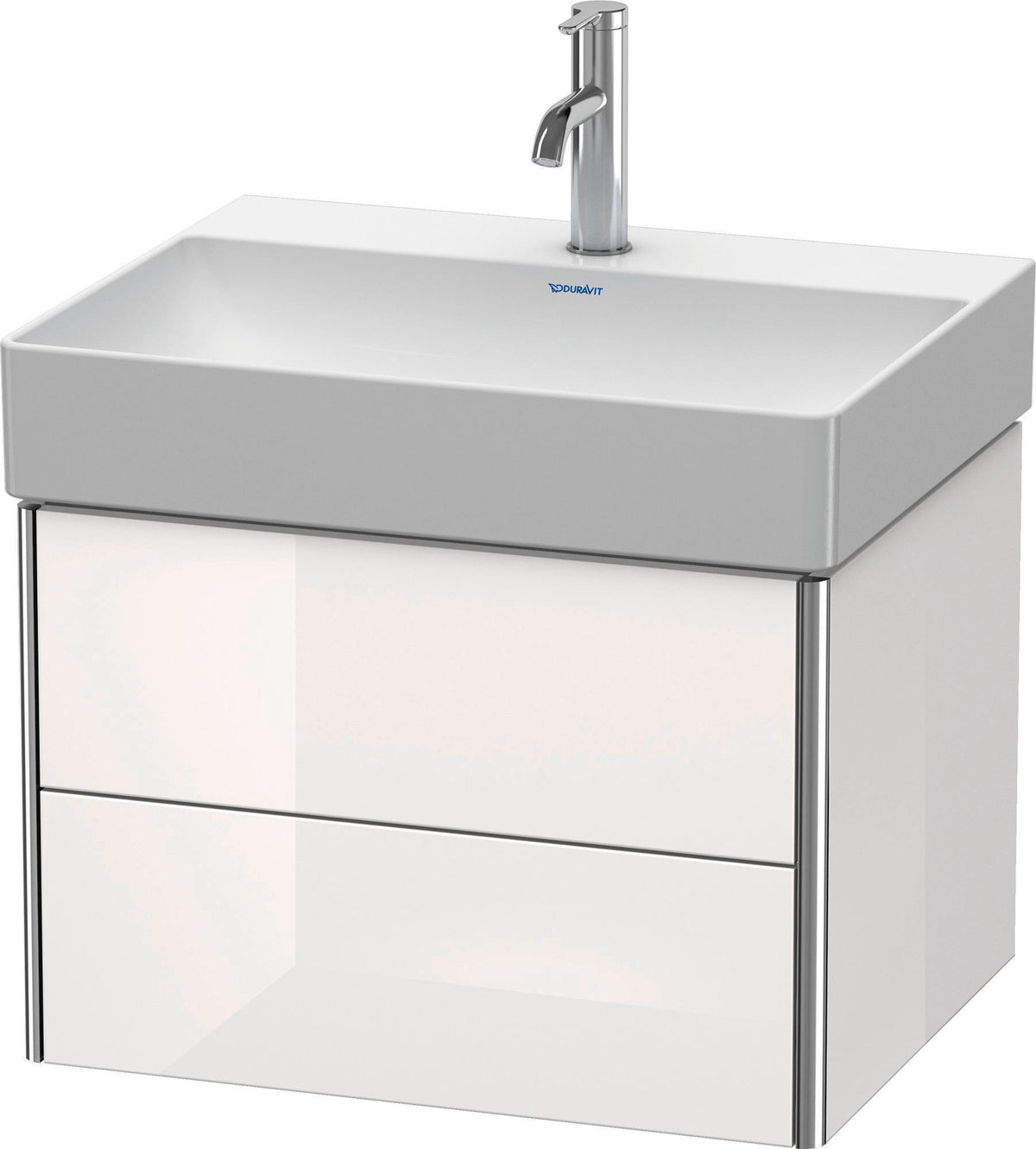 DURAVIT XSquare Waschtischunterbau 584 mm, 2 Schubkästen, Schwarz Hochglanz, wandhängend