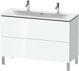 Duravit L-Cube Waschtischunterbau 1220 mm weiß matt – 2 Auszüge, Tip-On, bodenstehend