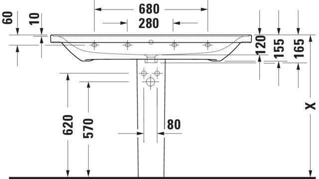 DURAVIT D-Neo Waschtisch 1205 mm, weiß mit Überlauf und Hahnlochbank
