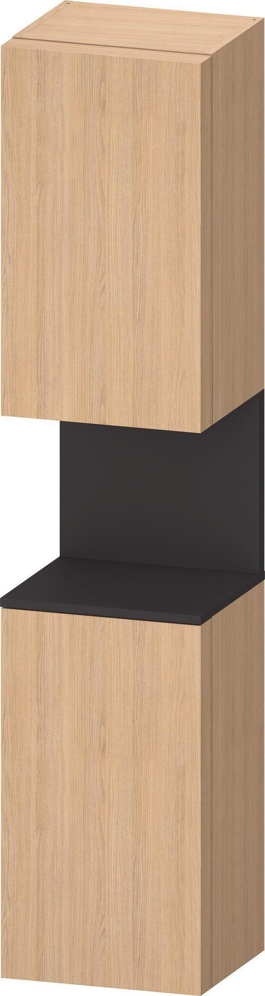 DURAVIT Qatego Hochschrank 400x360x1760mm, 2 Türen, Eiche Schwarz Matt – Wandhängend