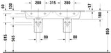 DURAVIT ME by Starck Doppel-Waschtisch 1300 mm Weiß mit Überlauf und 2 Hahnlöchern