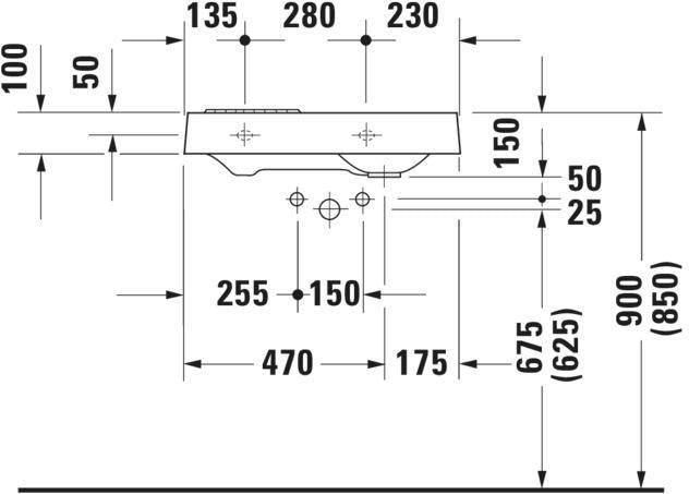 DURAVIT Handwaschbecken Architec 645 mm, weiß, mit Hahnlochbank, ohne Überlauf – Wandmontage