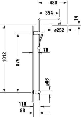 DURAVIT Duschsystem MinusFlow mit Brausethermostat, Bronze Gebürstet, 1124 mm