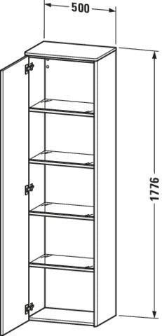 DURAVIT XSquare Hochschrank 1776 mm graphit supermatt, rechts, mit Tip-On und Soft-Close
