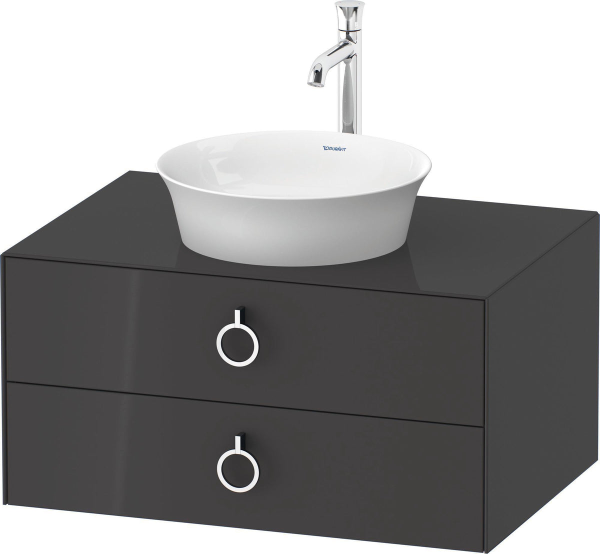 DURAVIT White Tulip Waschtischunterbau 800 mm, 2 Schubkästen, LED, Philippe Starck, weiß seidenmatt