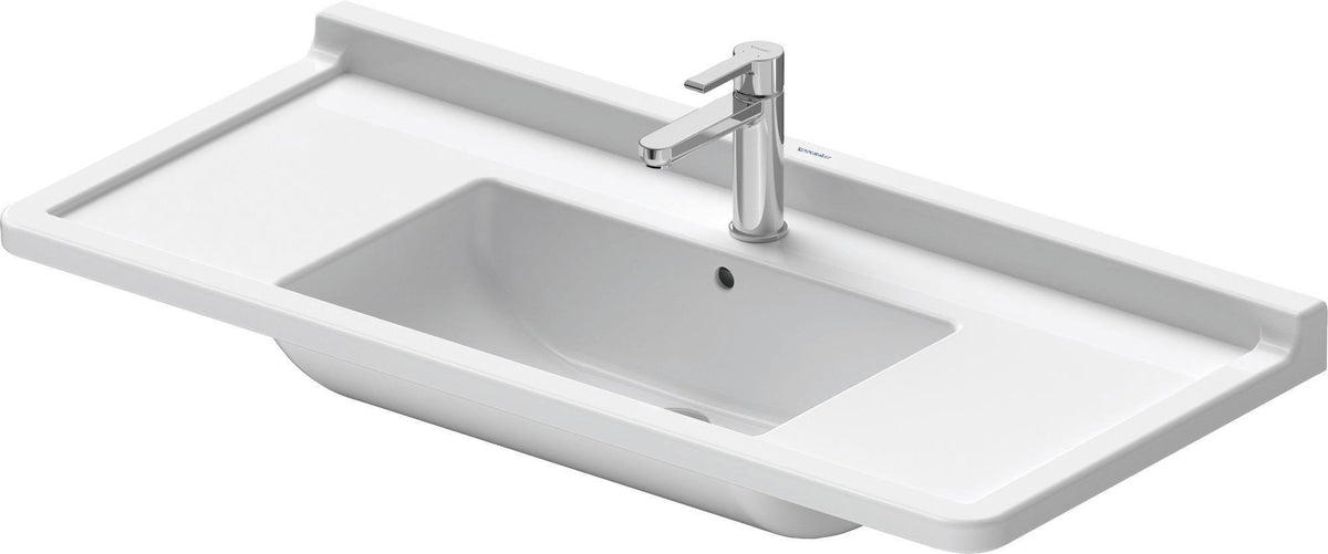 DURAVIT Möbelwaschtisch Starck 3 850 mm mit Überlauf, 1 Hahnloch, weiß – Wandhängend