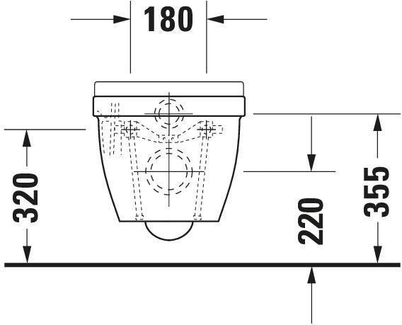 DURAVIT Wand-WC Starck 3 Compact, 485 mm Tiefspüler, Durafix, weiß