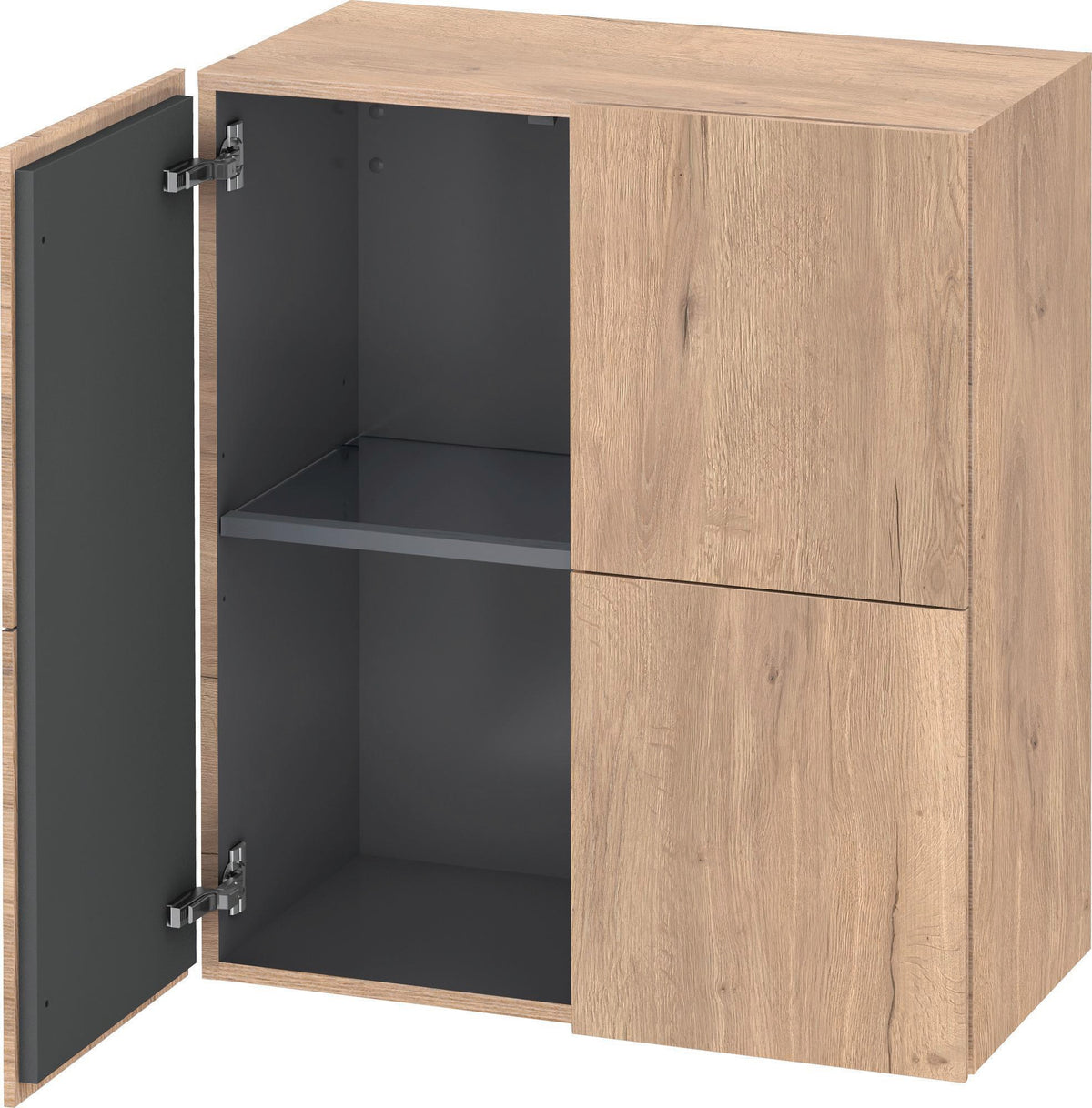 Duravit L-Cube Halbhochschrank 700 mm Eiche matt mit 2 Türen und Glasfachboden