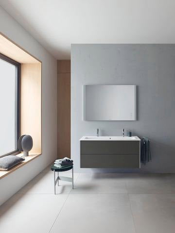 DURAVIT ME by Starck Möbelwaschtisch 1230 mm, 2 Hahnlöcher, mit Überlauf, weiß – Designer-Waschtisch von Philippe Starck