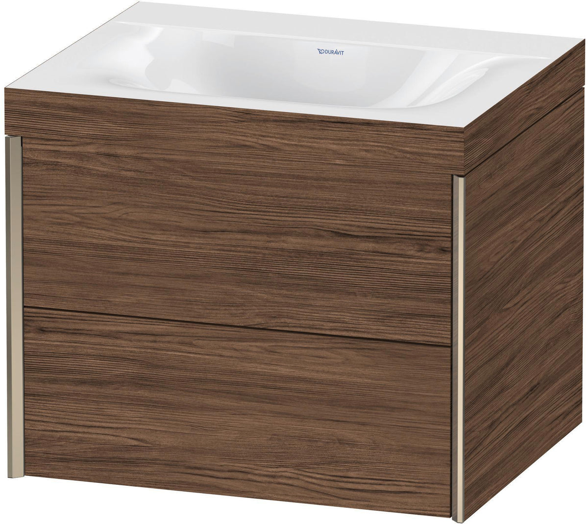 Duravit XViu Waschtischunterbauset c-bonded, 2 Schubkästen, champagner matt/nussbaum dunkel, 600 mm