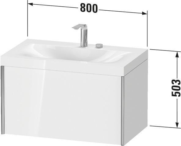 Duravit Möbelwaschtischset XViu 800x480mm mit Unterbau, Auszug und Hahnlochbank
