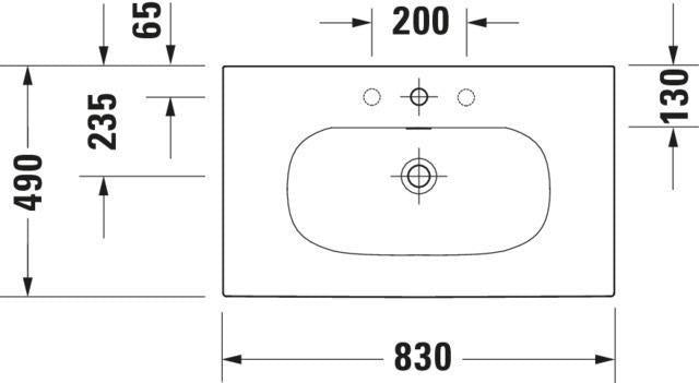 Duravit Viu Möbelwaschtisch 830 mm, weiß, mit Überlauf und Hahnlochbank