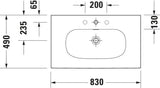Duravit Viu Möbelwaschtisch 830 mm, weiß, mit Überlauf und Hahnlochbank