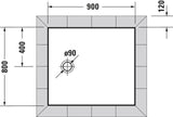 DURAVIT Tempano Duschwanne 900x750x40 mm Weiß mit Antislip – rechteckig, flacher Einbau