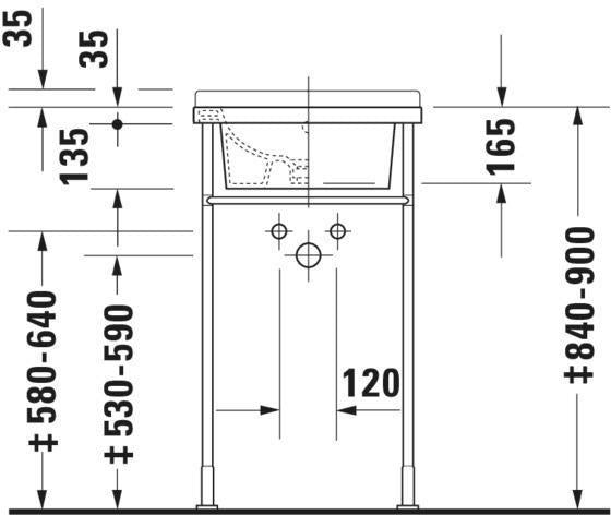 DURAVIT Einbauwaschtisch Starck 3 480 mm weiß mit Überlauf und Hahnlochbank