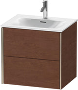 DURAVIT XViu Waschtischunterbau wandhängend 610 mm, 2 Schubkästen, Schwarz Matt / Amerikanischer Nussbaum