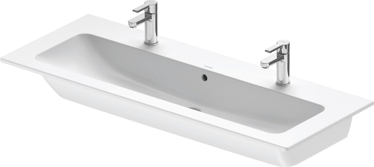 DURAVIT ME by Starck Möbelwaschtisch 1230 mm, 2 Hahnlöcher, mit Überlauf, weiß – Designer-Waschtisch von Philippe Starck