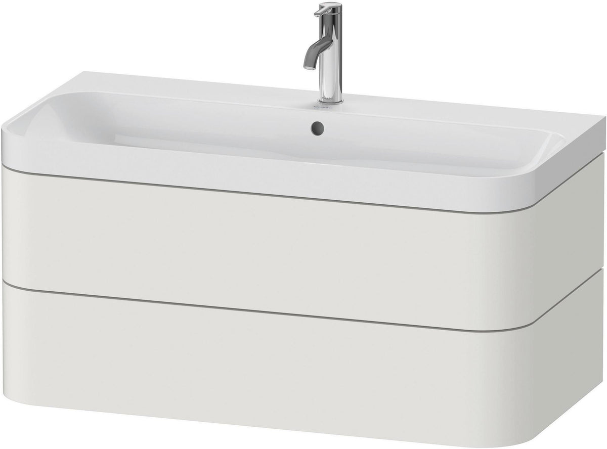 DURAVIT Happy D.2 c-shaped Waschtischset 975 mm wandhängend mit Tip-on und Soft-Close