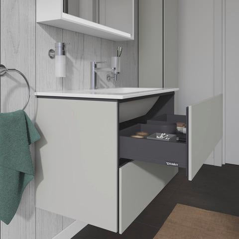 Duravit L-Cube Waschtischunterbau 820 mm taupe matt mit 2 Schubkästen und Tip-On-Technik