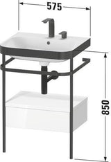 DURAVIT Happy D.2 c-bonded Waschtischset mit Metallkonsole Nussbaum 850 mm