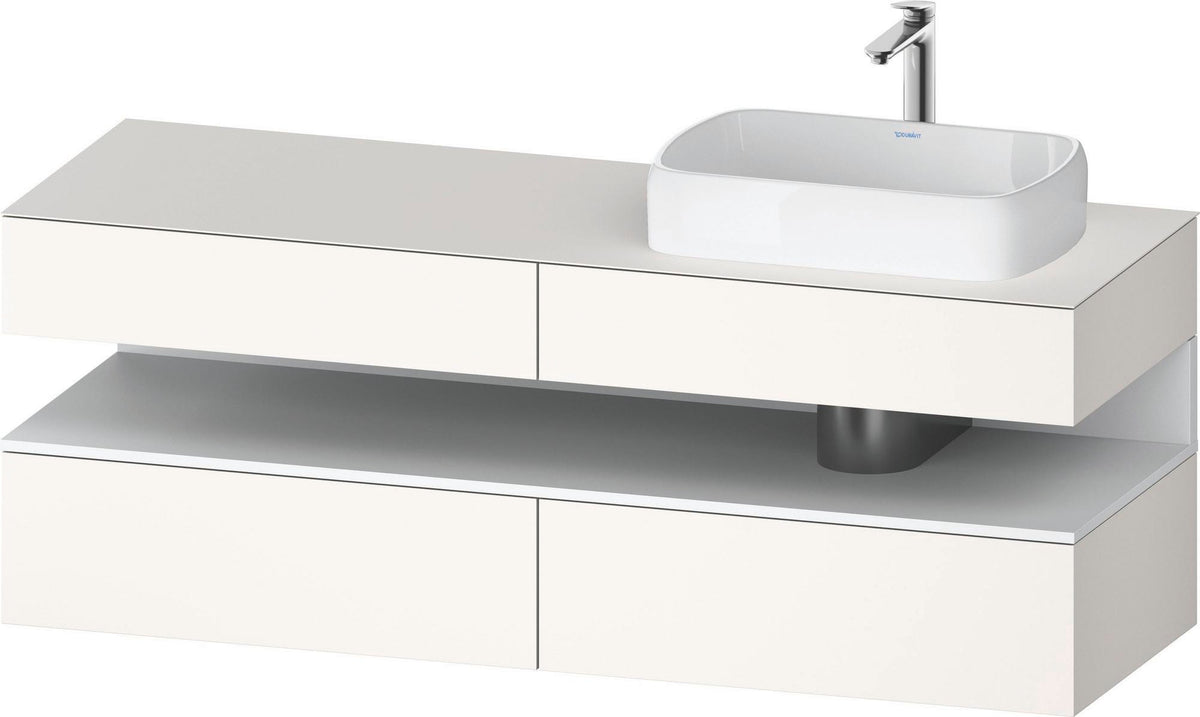 Duravit Qatego Konsolenwaschtischunterbau 1600 mm Weiß Hochglanz mit Eiche Schwarz Nische