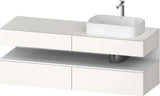 Duravit Qatego Konsolenwaschtischunterbau 1600 mm Weiß Hochglanz mit Eiche Schwarz Nische