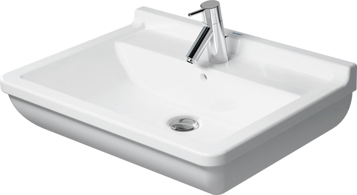 DURAVIT Waschtisch Starck 3 650 mm mit Überlauf, Hahnlochbank und WonderGliss in Weiß