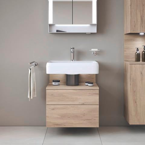 DURAVIT Qatego Waschtischunterbau 590 mm wandhängend, 1 Auszug, weiß Hochglanz, Nische Eiche Schwarz