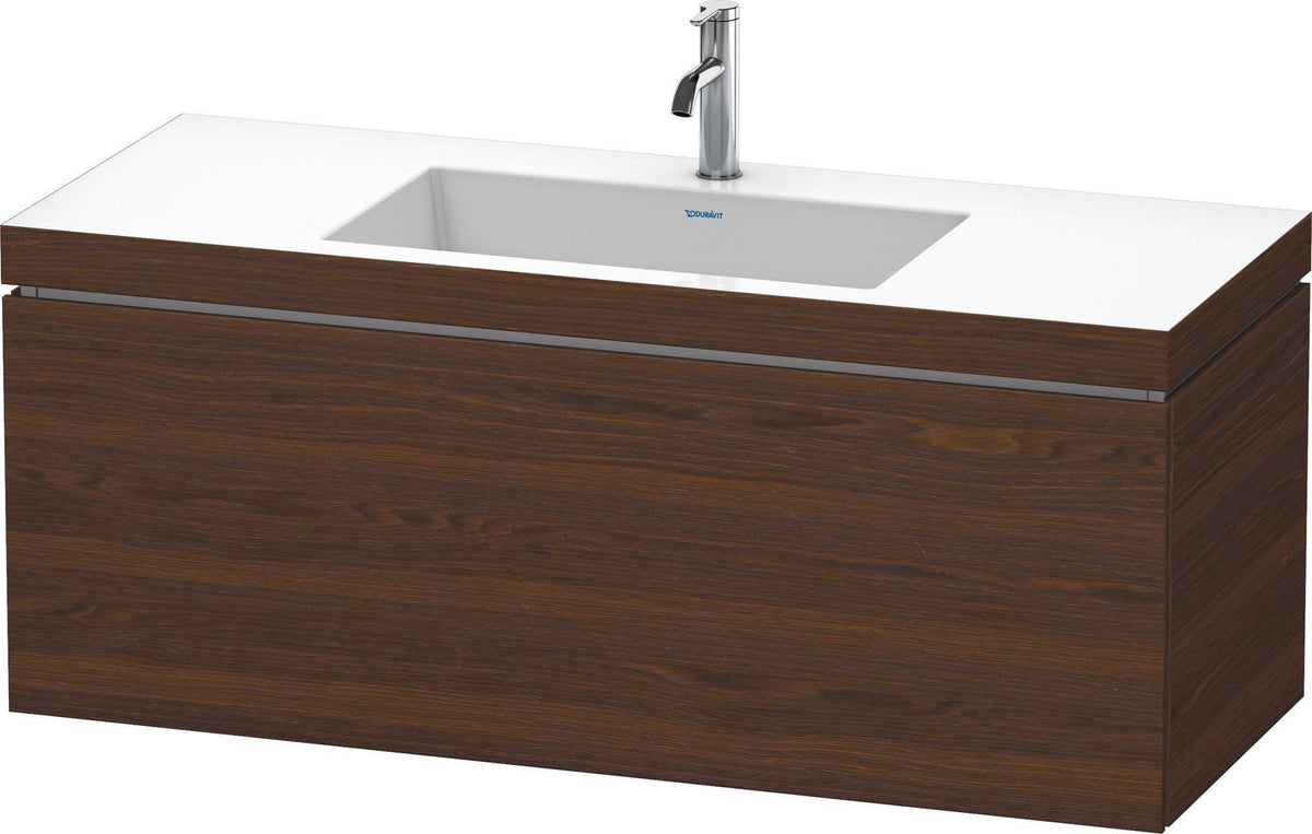 DURAVIT L-Cube c-bonded Waschtischset 1200 mm Nussbaum gebürstet mit Auszug und Tip-On-Technik