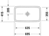 Duravit Aufsatzbecken PuraVida 700 mm ohne Überlauf, geschliffen, weiß – Design Classics