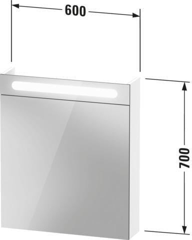 Duravit No.1 Spiegelschrank 700x600x148mm mit LED-Beleuchtung, Front- und Innenspiegel, links