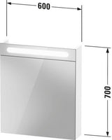 Duravit No.1 Spiegelschrank 700x600x148mm mit LED-Beleuchtung, Front- und Innenspiegel, links