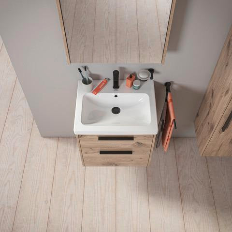 DURAVIT D-Code Halbhochschrank 400 mm, rechts, Basalt Matt, 1 Tür, Glasböden