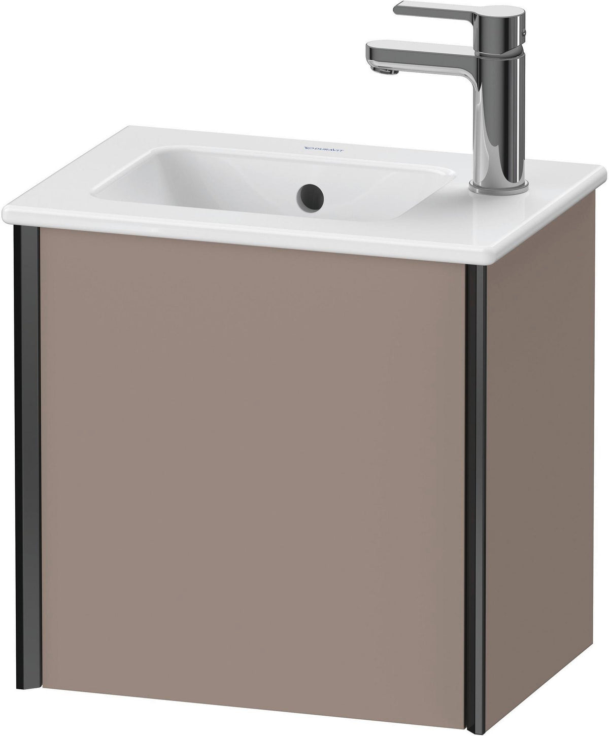 DURAVIT XViu Waschtischunterbau wandhängend 410 mm, 1 Tür links, schwarz matt/leinen