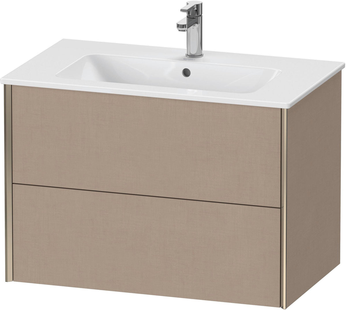 Duravit XViu Waschtischunterbau wandhängend 810 mm, 2 Schubkästen, champagner matt/weiß matt – ohne Griff, mit Tip-On-Technik