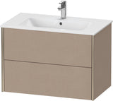 Duravit XViu Waschtischunterbau wandhängend 810 mm, 2 Schubkästen, champagner matt/weiß matt – ohne Griff, mit Tip-On-Technik