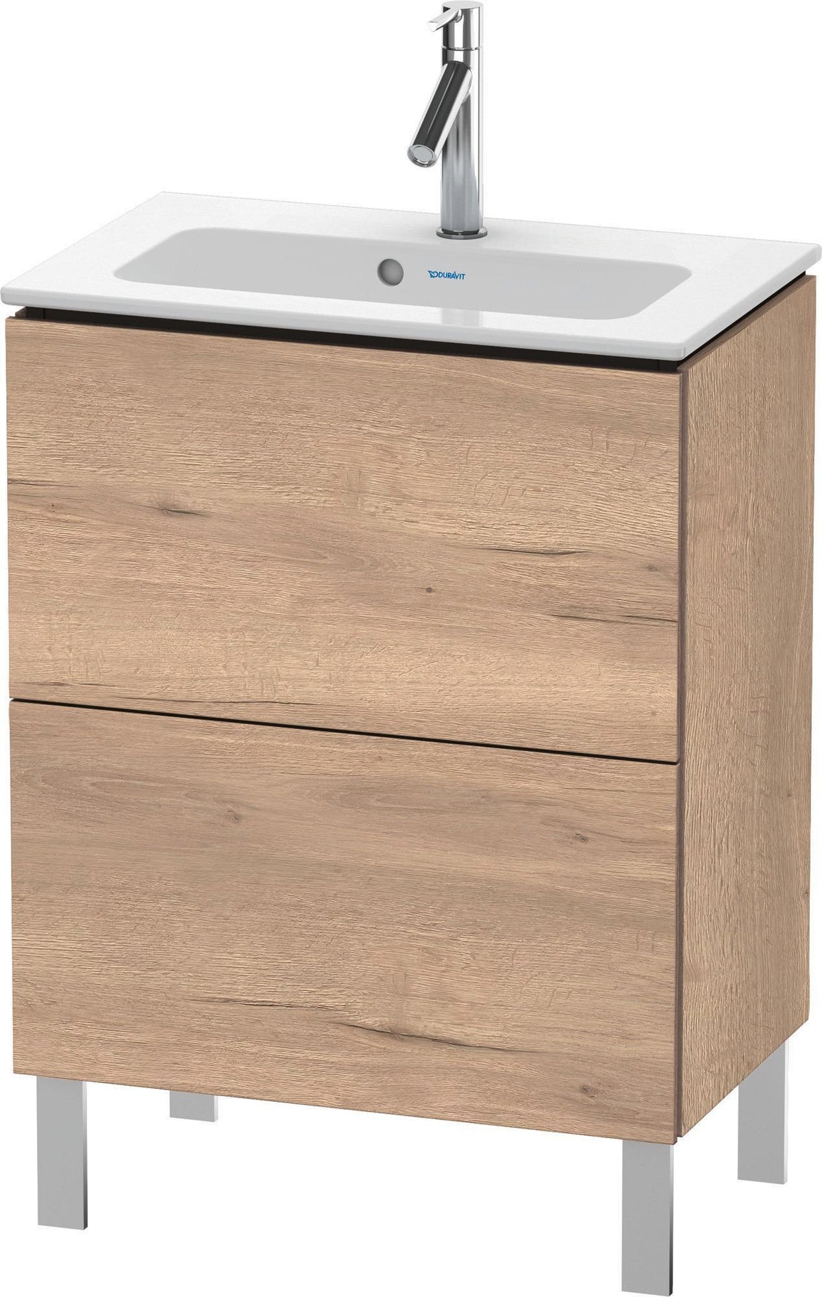 Duravit L-Cube Waschtischunterbau 620 mm, 2 Auszüge, bodenstehend, Weiß Matt – mit Tip-On