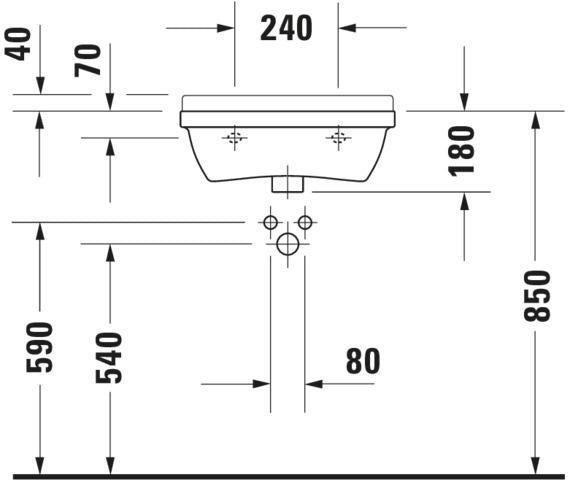 DURAVIT Waschtisch Starck 3 Med 500 mm ohne Überlauf, mit Hahnlochbank, weiß